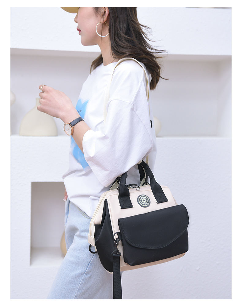 Women's Medium Nylon Color Block Basic Square Zipper Functional Backpack Diaper Bags display picture 4