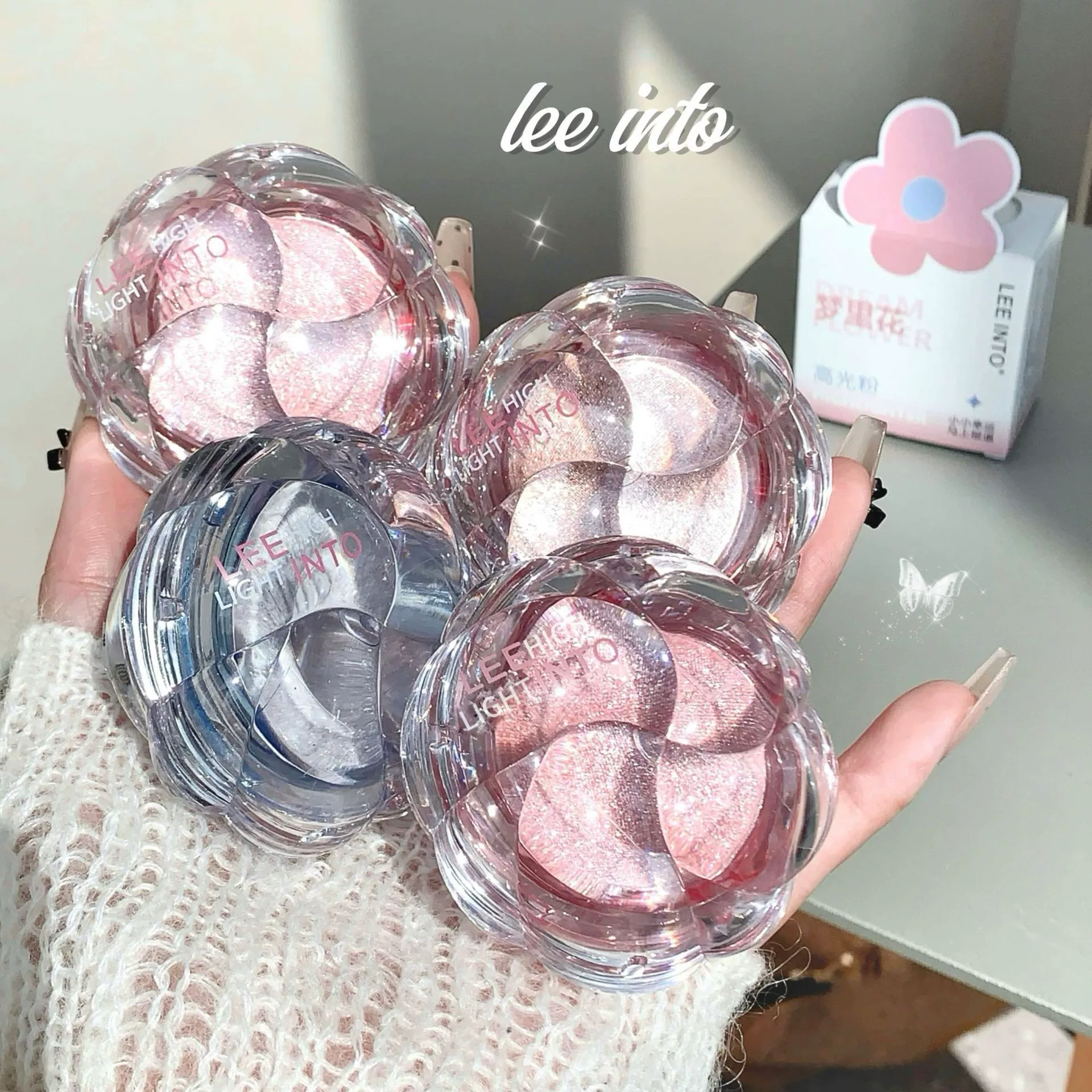 LEEINTO Dream Flower Highlighting Powder Перламутровая тонкая вспышка, осветляющая нежная пудра, румяна, тени для век, трансграничный макияж, подчеркивание