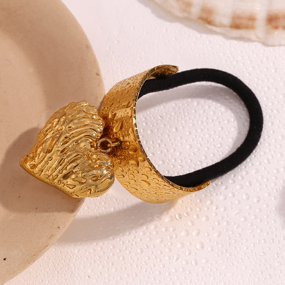 Unisex Fashion niche design explosive personality hair accessories stainless steel gold plated lines love pendant hair rope female_voghion.com