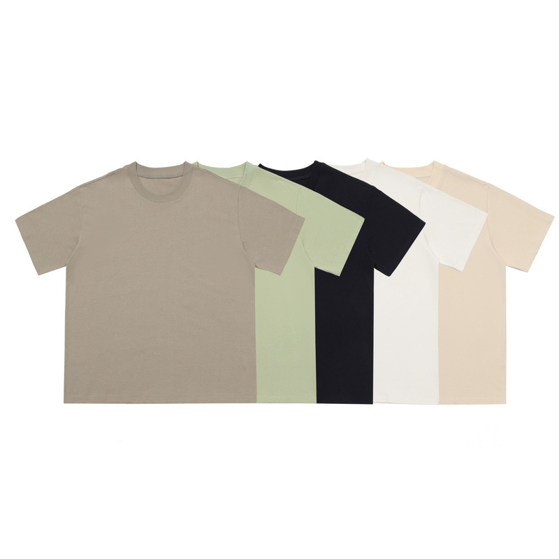 Wholesale Men's 240g Heavyweight Plain Short-Sleeve T-Shirt, Loose Solid Color Base Shirt, Trendy Brand Knitwear