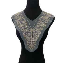 新款珠管绣花锦网网布底花片 DIY舞蹈礼服胸花服装辅料