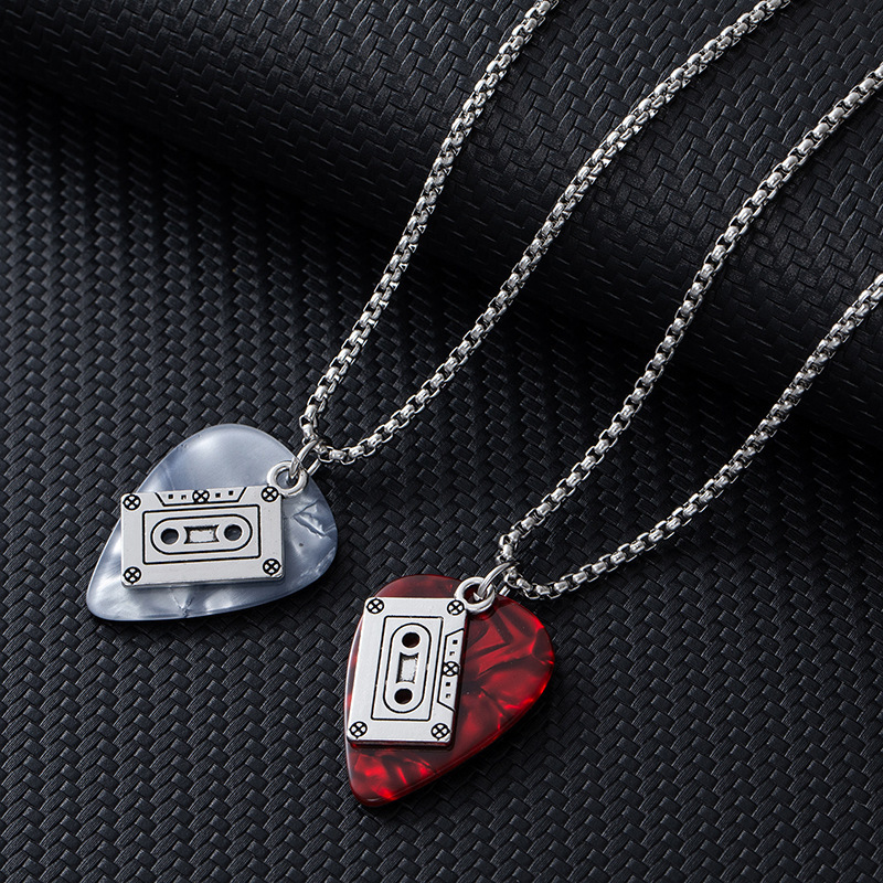 Cross-Border Hot-Selling European and American Punk Rock Guitar Pick Necklace for Men, Niche Design Personalized Hip-Hop Couple Pendant Cross-Border Hot-Selling European and American Punk Rock Guitar Pick Necklace for Men, Niche Design Personalized Hip-Hop Couple Pendant