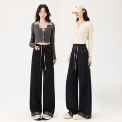高端时尚牛仔阔腿裤女2025新款春秋高腰显瘦垂顺爆款特价休闲裤