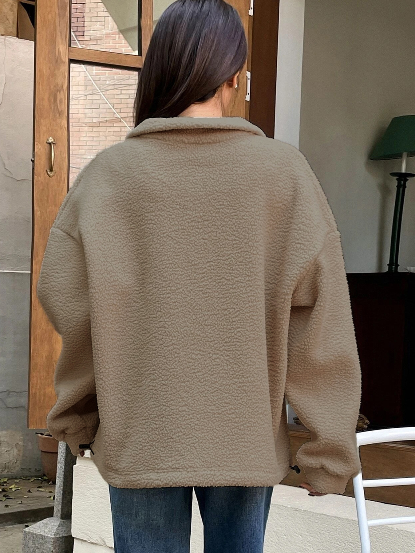 Sweatshirt Polar Fleece Autumn Winter Loose Long Sleeve Sweatershirt Half Zipper
