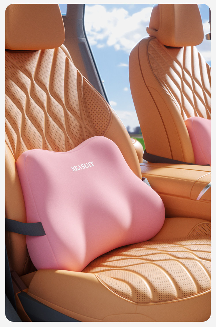 Car lumbar support and headrest set, featuring memory foam for office chairs, providing comfortable support for long drives and reducing back strain