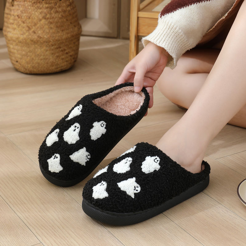Cross-Border New Halloween Skull Cartoon Warm Winter Slippers Wholesale Men and Women Couples Home Indoor Cotton Slippers