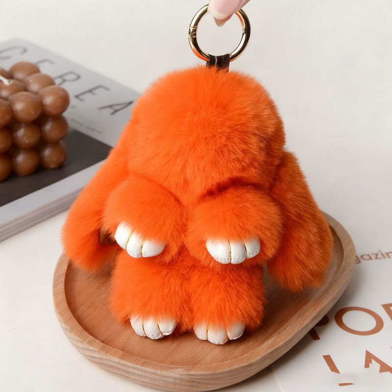 小さなウサギの毛皮ミニチュア装飾品、ウサギの毛皮バッグチャーム、ふわふわで可愛いランドセル、車のキーホルダー飾り|undefined