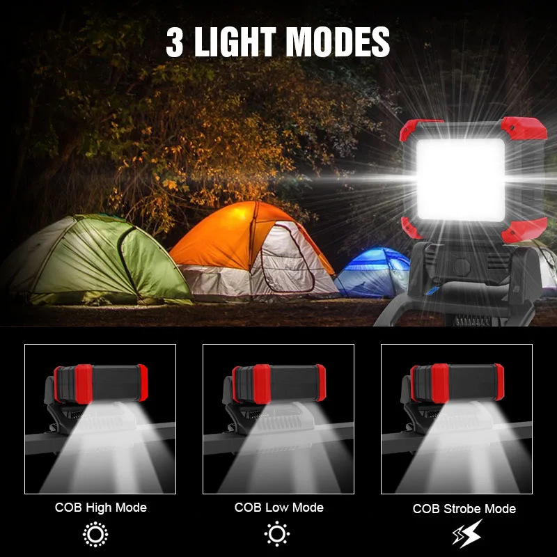 Cross-Border Ce+Rohs Rechargeable Cob Magnetic Clamp Work Light, Rotatable Portable Ultra-Bright Led Work Light