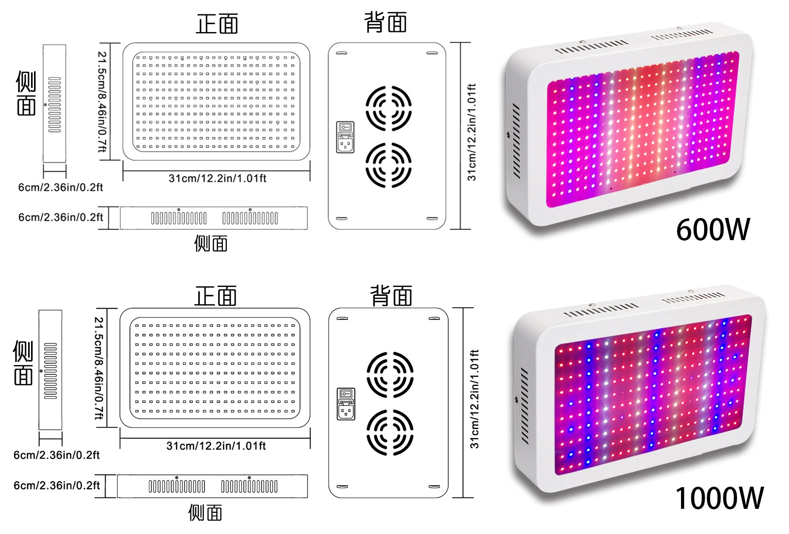 LED fruit light panel, comfortable light spectrum, high power, 1500W