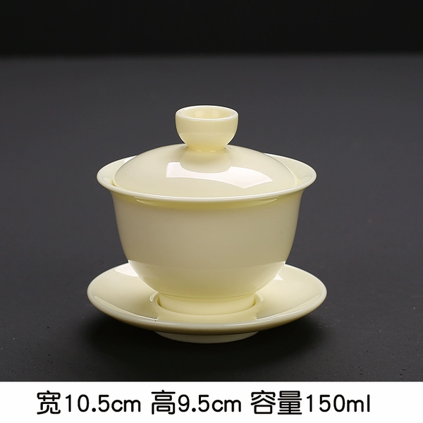 Gem yellow cover bowl-mutton fat jade