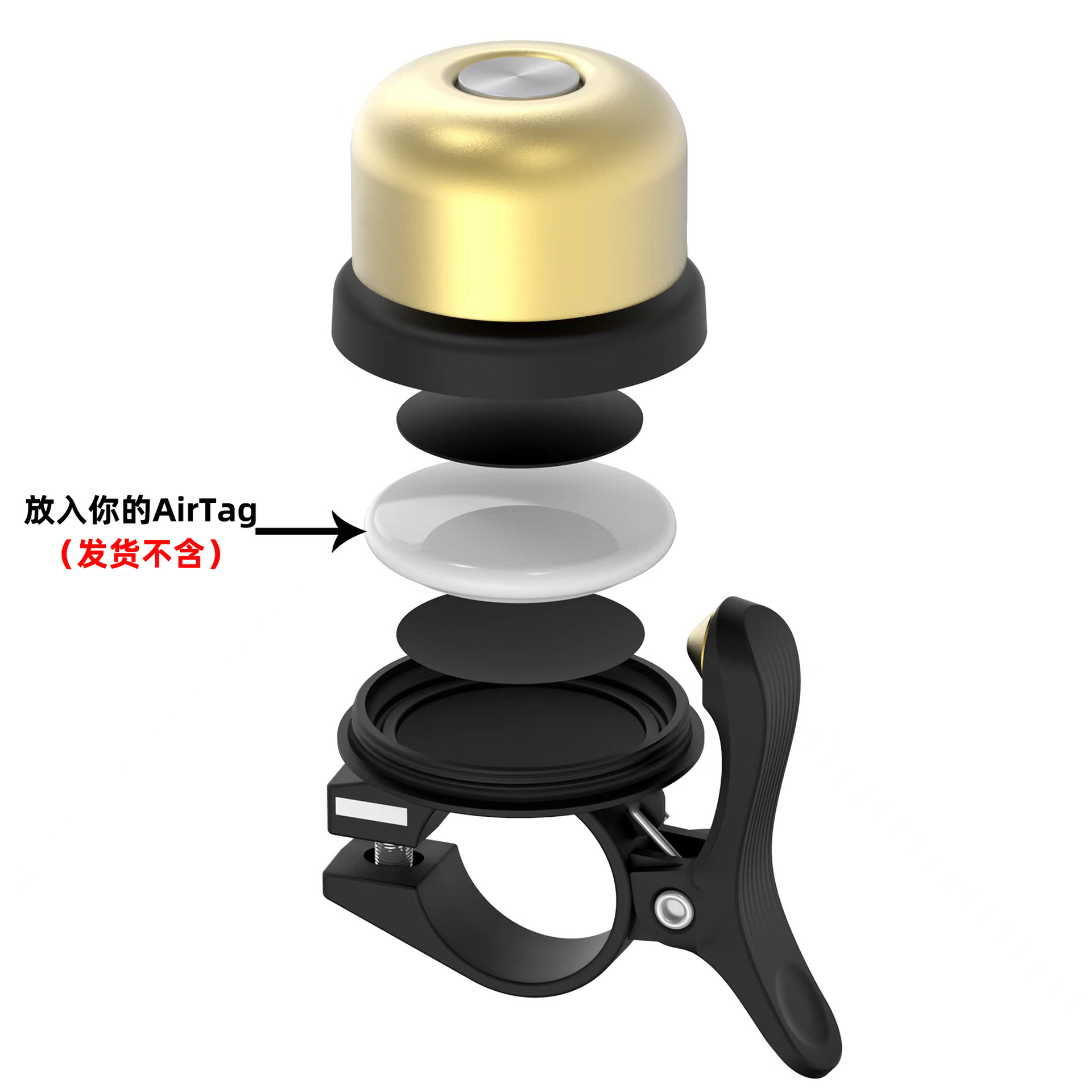 Campana de bicicleta AirTag oculto dispositivo anti-perdido soporte antirrobo Apple posicionamiento de seguimiento anti-perdido Protección coche Bell image 6