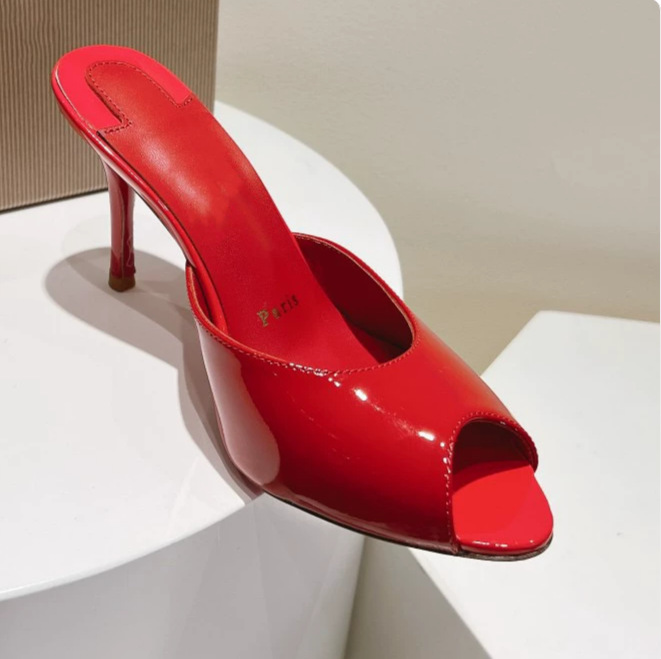 Foreign Trade French-Style Cl European and American Red-Soled Women's Stiletto Heels, Sexy Pointed-Toe Shallow Pumps, High-Heeled Shoes, Peep-Toe Women's Shoes