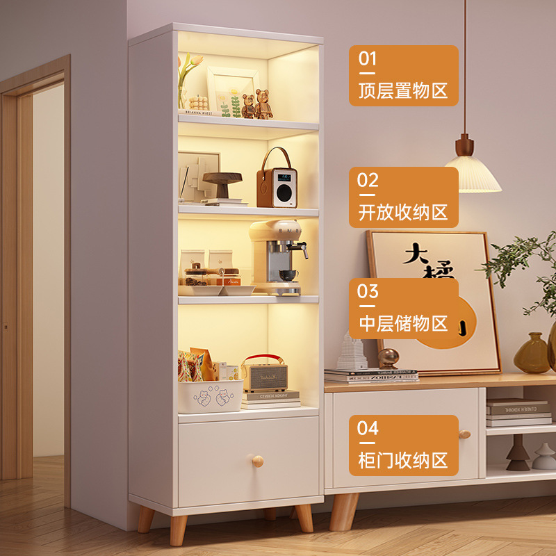 Estante de libros estantería de piso sala de estar contra la pared armario de almacenamiento armario de almacenamiento multicapa con puerta de exhibición armario de celosía