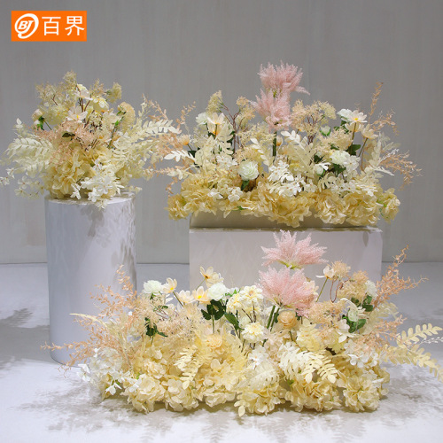 Blue Floral Runway Stage Path Flower Guide for Baitian New Arrival Wedding Decorations, Artificial Flower Wedding Finishing Touches