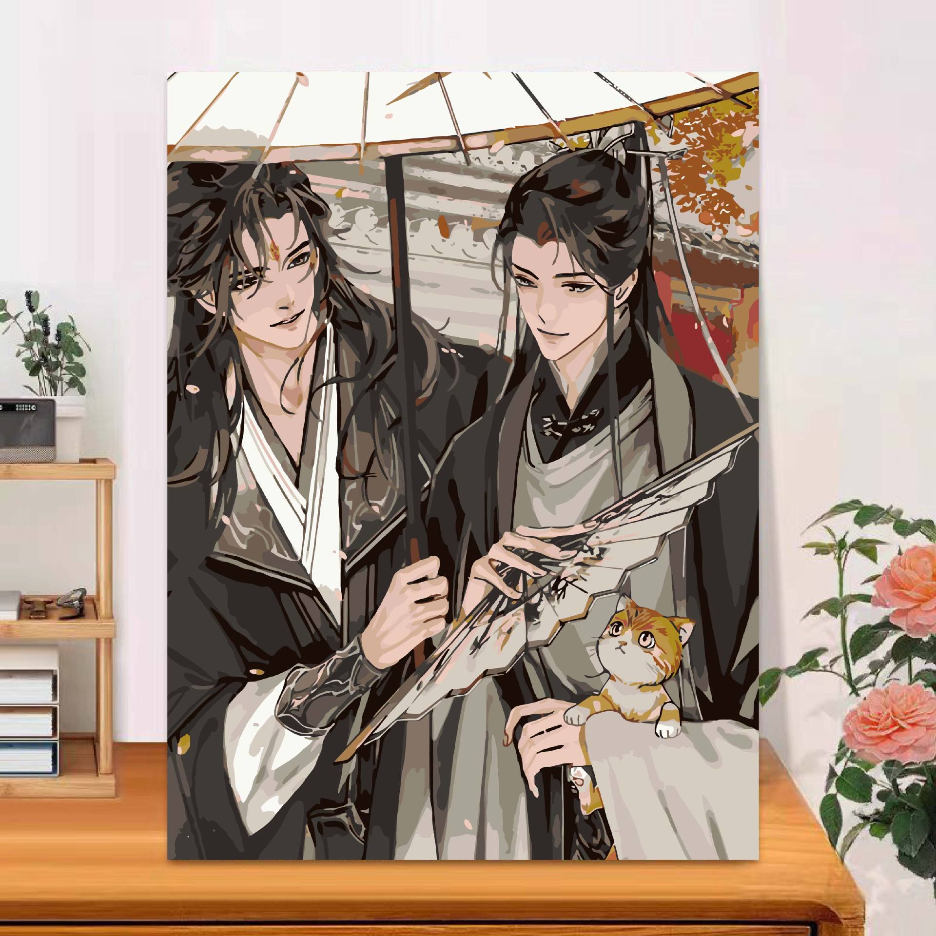 Tianguan bendijo pintura al óleo digital personajes animados a mano diy relleno pintura de color corazón comprensión de presión pintura al óleo a mano