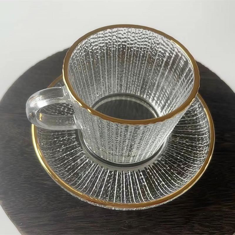 Taza de café de vidrio transparente de estilo europeo, 12 piezas, taza de té de la tarde de lujo ligero, set de regalos de actividad