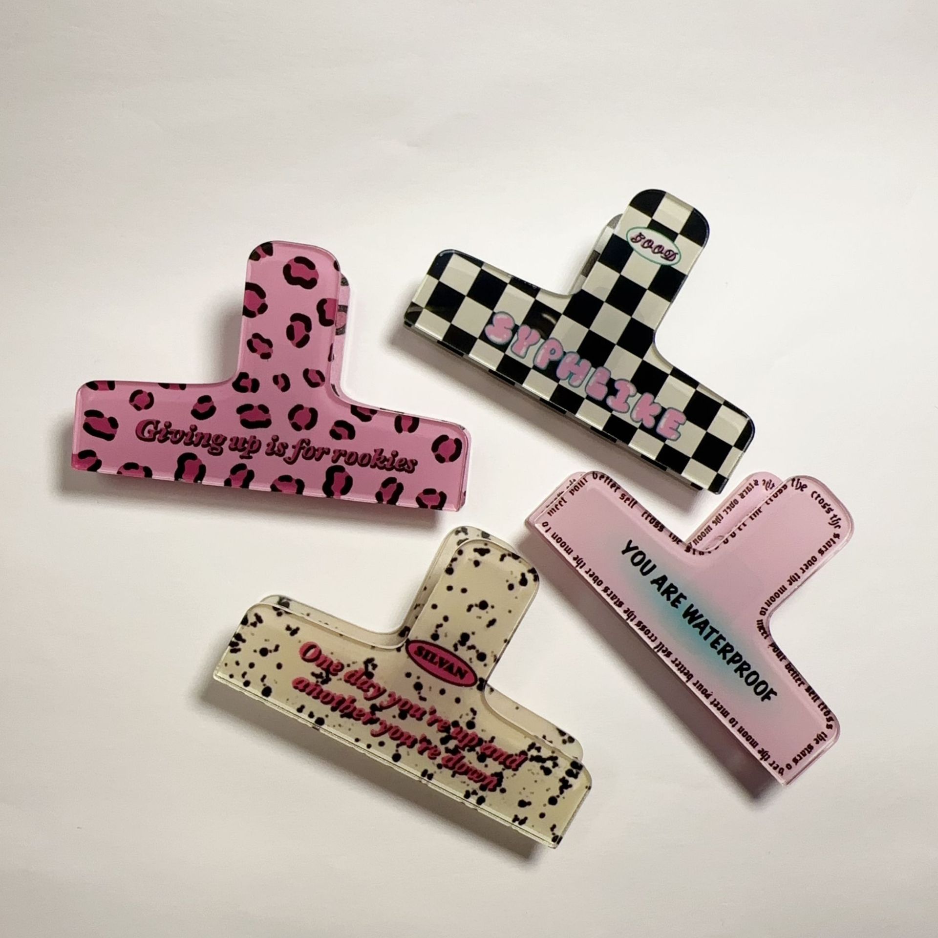 미국 복고풍 pp 클립 노트 클립 in houndstooth 아크릴 클립 다기능 폴더 테스트 종이 클립 손 계정