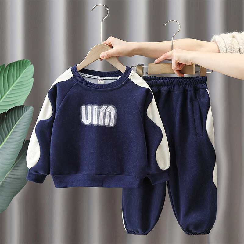 6144 Traje deportivo para niños Primavera y otoño 2024 Nuevo vestido para niños Estilo occidental Suéter de otoño para bebés Traje de dos piezas