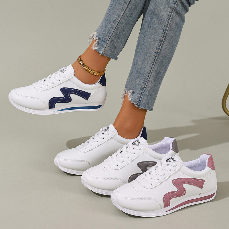 White Shoes Women's Sneakers 2025 New Spring & Fall Breathable Color Matching Fashion White Student Sports Casual Flats Shoes