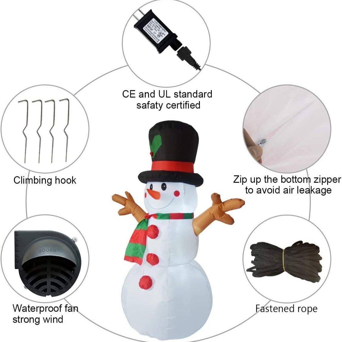 Amazon explosión 1,6 M Navidad inflable árbol rama muñeco de nieve Navidad inflable luz LED muñeco de nieve Navidad