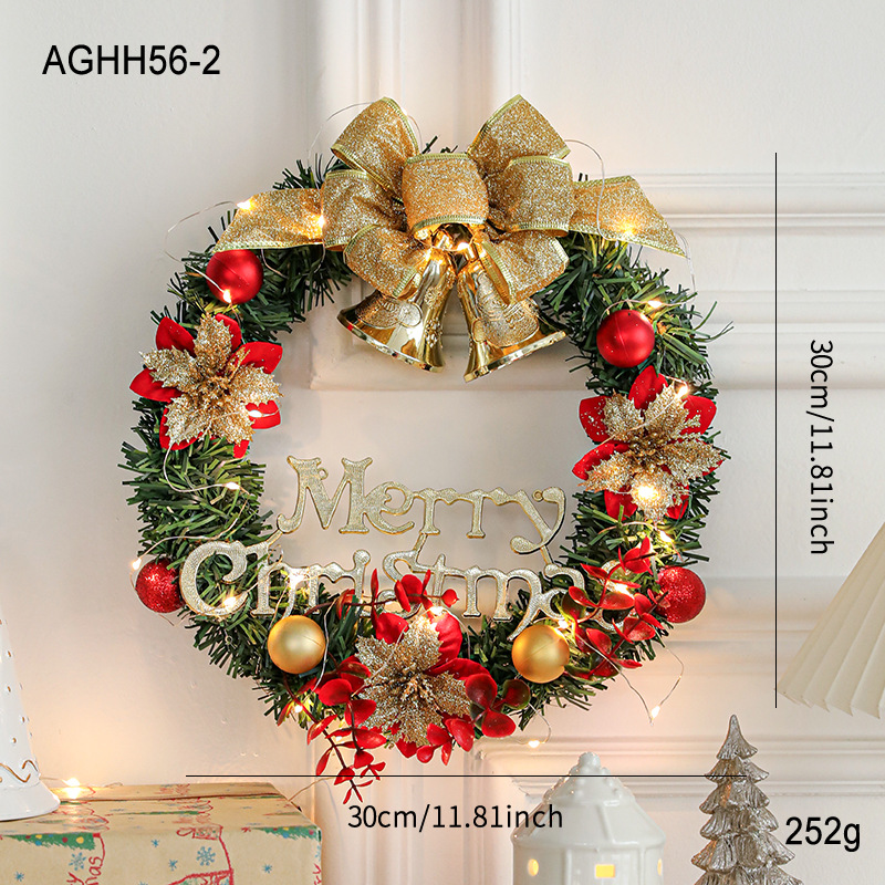 Nuevos productos transfronterizos 30CM decoraciones navideñas guirnaldas de pared colgando puerta colgando guirnaldas de caña ventanas de diseño mayorista