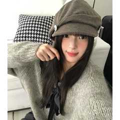 日系复古慵懒感褶皱贝雷帽子女大头围显脸小堆堆帽百搭八角画家帽