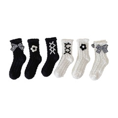 洛麗塔女童襪子秋冬新款蝴蝶結小花兒童襪子韓版JK女童中筒襪