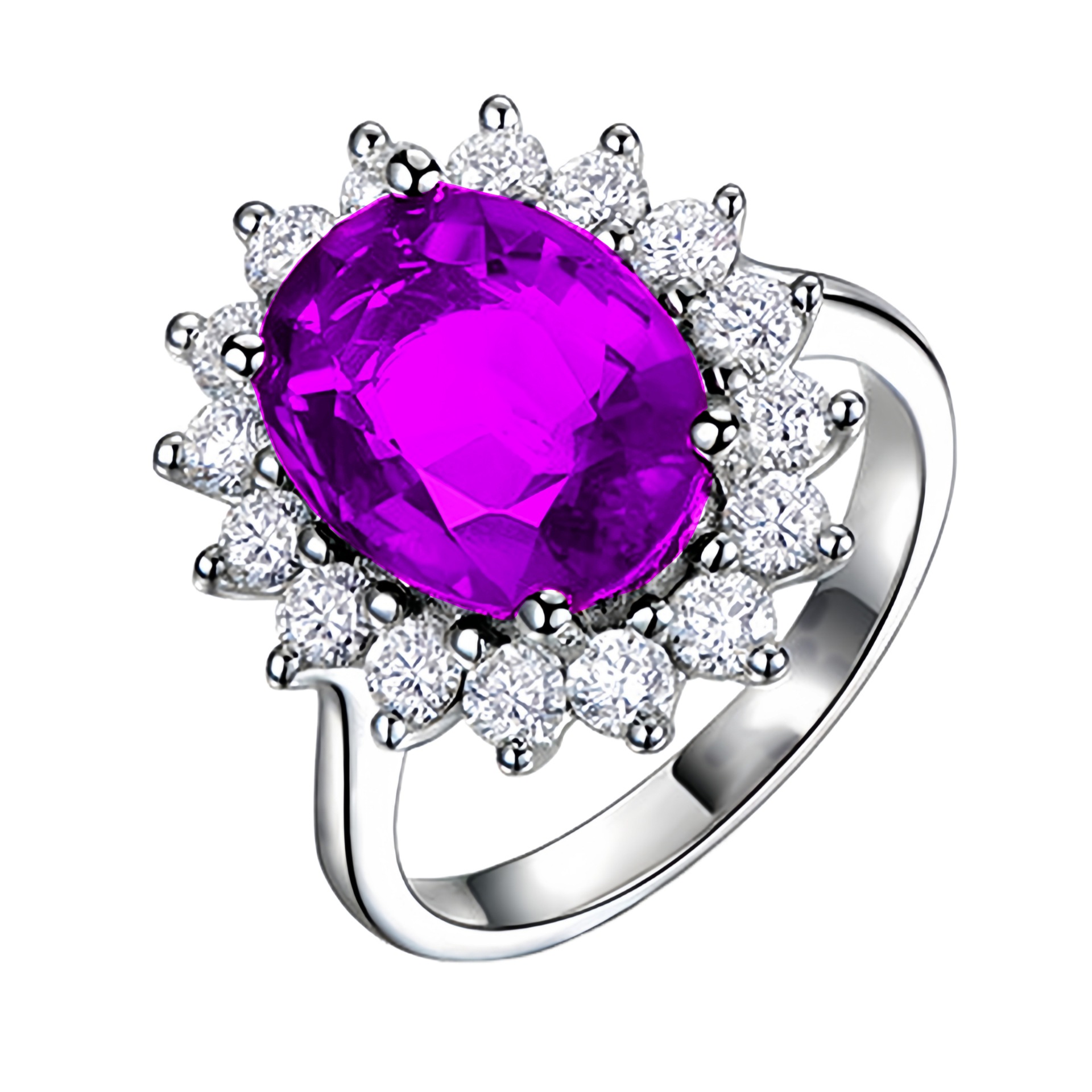 Princess Diana Style Tanzanite Sapphire Adjustable Open Ring_voghion.com