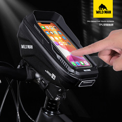 WILD MAN/Wildman Bicycle Hard Shell Handlebar Bag Mobile Phone Touch Screen EVA Head Bag Cross-Border Front Beam Bag