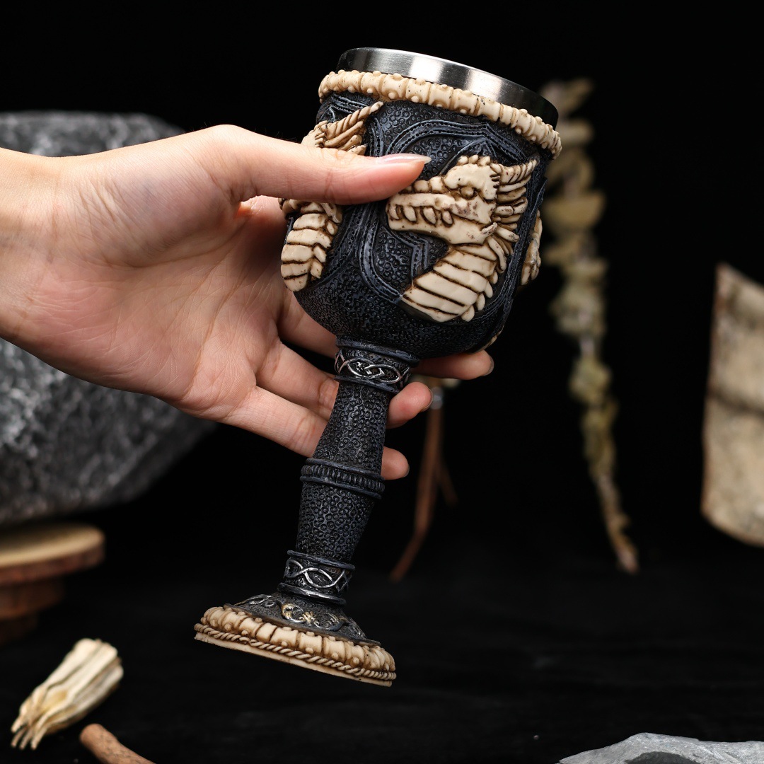 Nuevo antiguo fósil de dragón transfronterizo taza de vino de acero inoxidable taza de cóctel regalos creativos regalos creativos