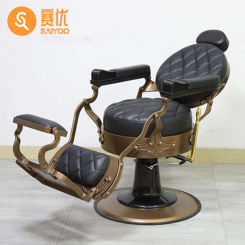 Men's oil head chair hair salon special retro large chair barber hot dyeing hairdressing chair lifting rotating recliner