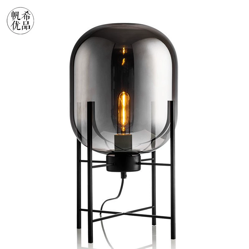 Glass table lamp — Scandinavian modern bedside lamp, warm light, button switch, multiple sizes