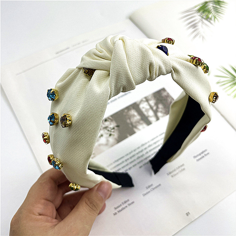 Fashion Solid Color Cloth Rhinestones Hair Band 1 Piece display picture 1