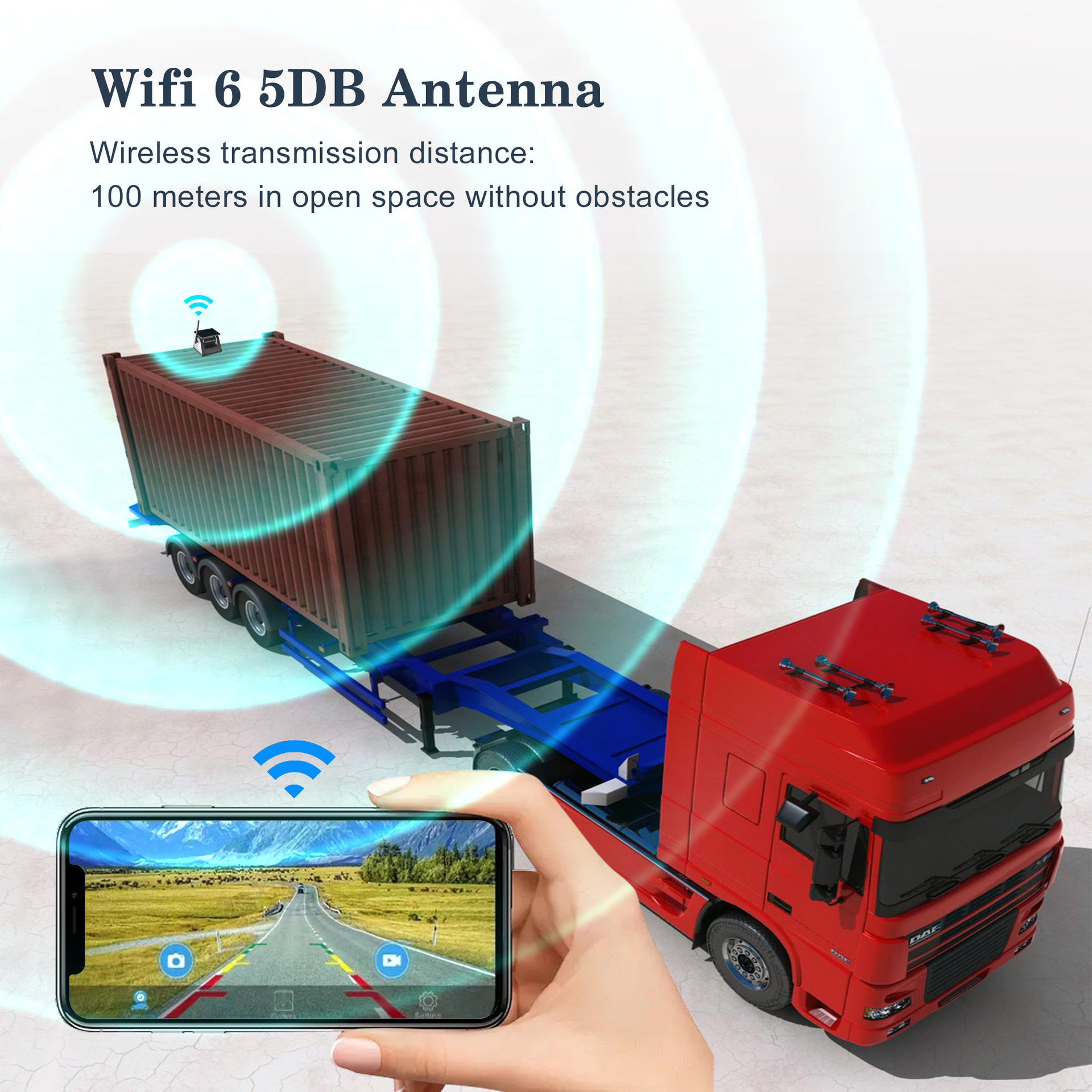 Cross-Border Trailer Waterproof Magnetic Reversing High-Definition 1080/720P Solar Wireless Wifi Car Camera