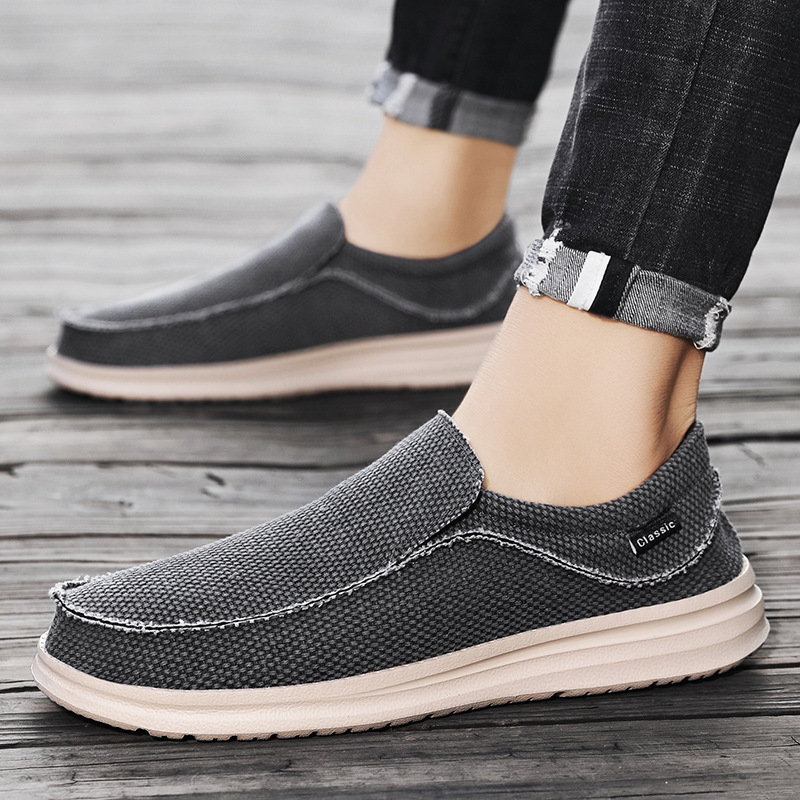 New Men's Loafers Cross-border , Casual For Men, Flat Canvas Shoes, Ultra-lightweight, Large Size Slip-on Shoes_vogvips.com