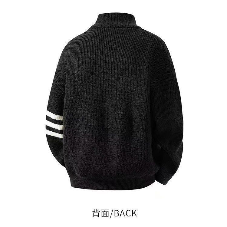 Otoño y invierno Cardigan suéter hombre y mujer americano casual viento camisa de punto de cuello camisa de doble cremallera de color sólido