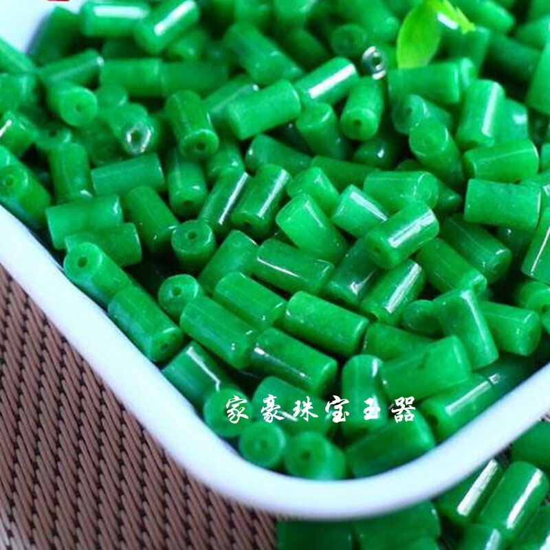 翡翠乾青直筒玉珠珠祖母緑竹節路通翠緑散珠diyブレスレットネックレスストラップ|undefined