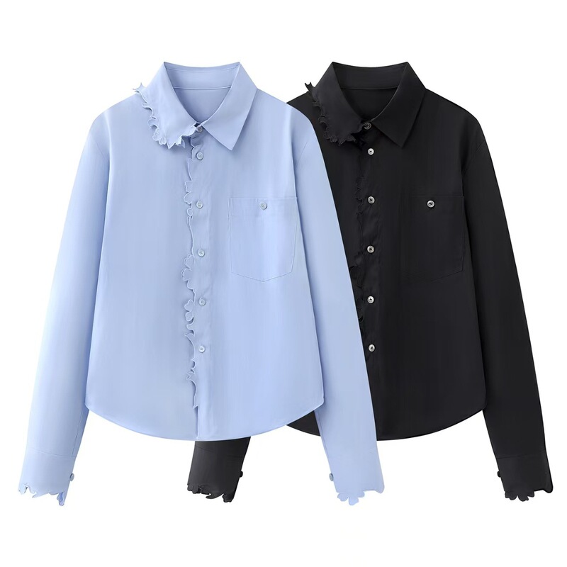 In Stock 2026 Spring New Style Elegant Casual Simple Style Paper-Cut Design Long-Sleeve Shirt Top 5Q1214610