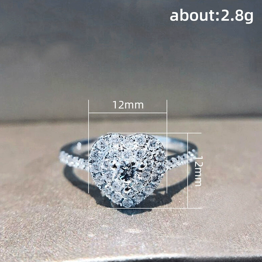 Модный тренд обручальное кольцо, изящное zircon сердцевидное, ювелирные изделия, японский и корейский стиль, микро инкрустация, оптом