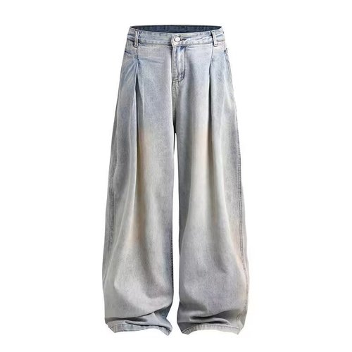 Men's and Women's Unisex Fashion Wide Leg Pants Autumn Straight Leg Pants Crepe Floor-Length Long Pants