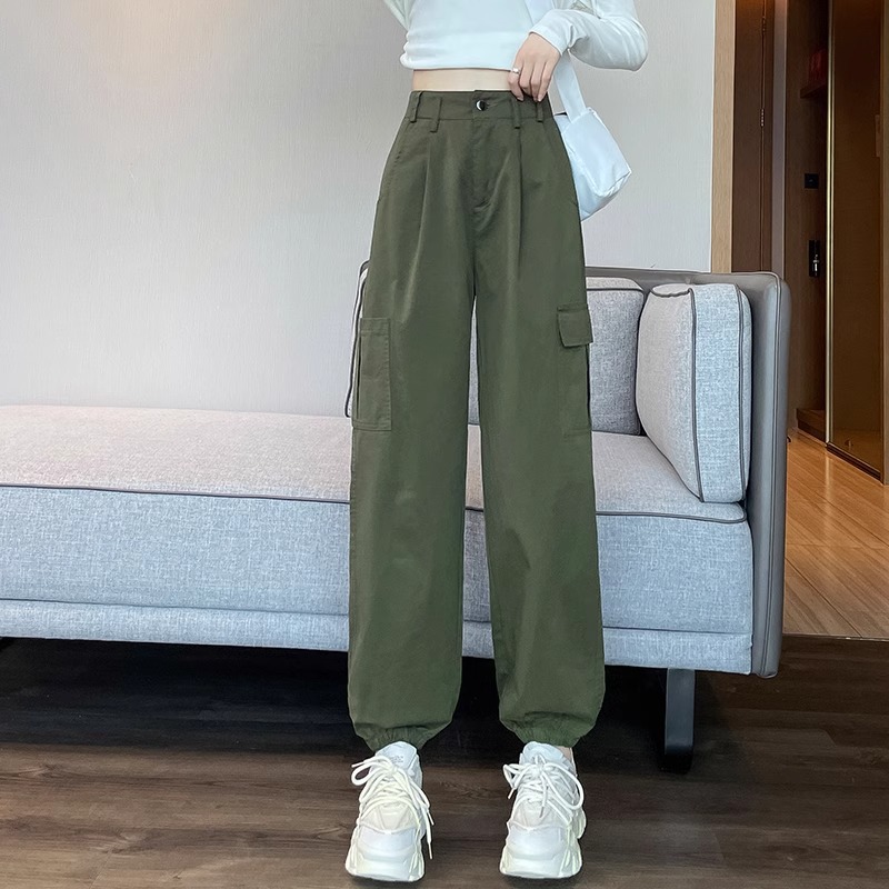 Outdoor Hiking American-Style Cargo Pants for Women 2025 New Style Petite Hiking Climbing Drawstring Spring and Autumn New Cargo Pants