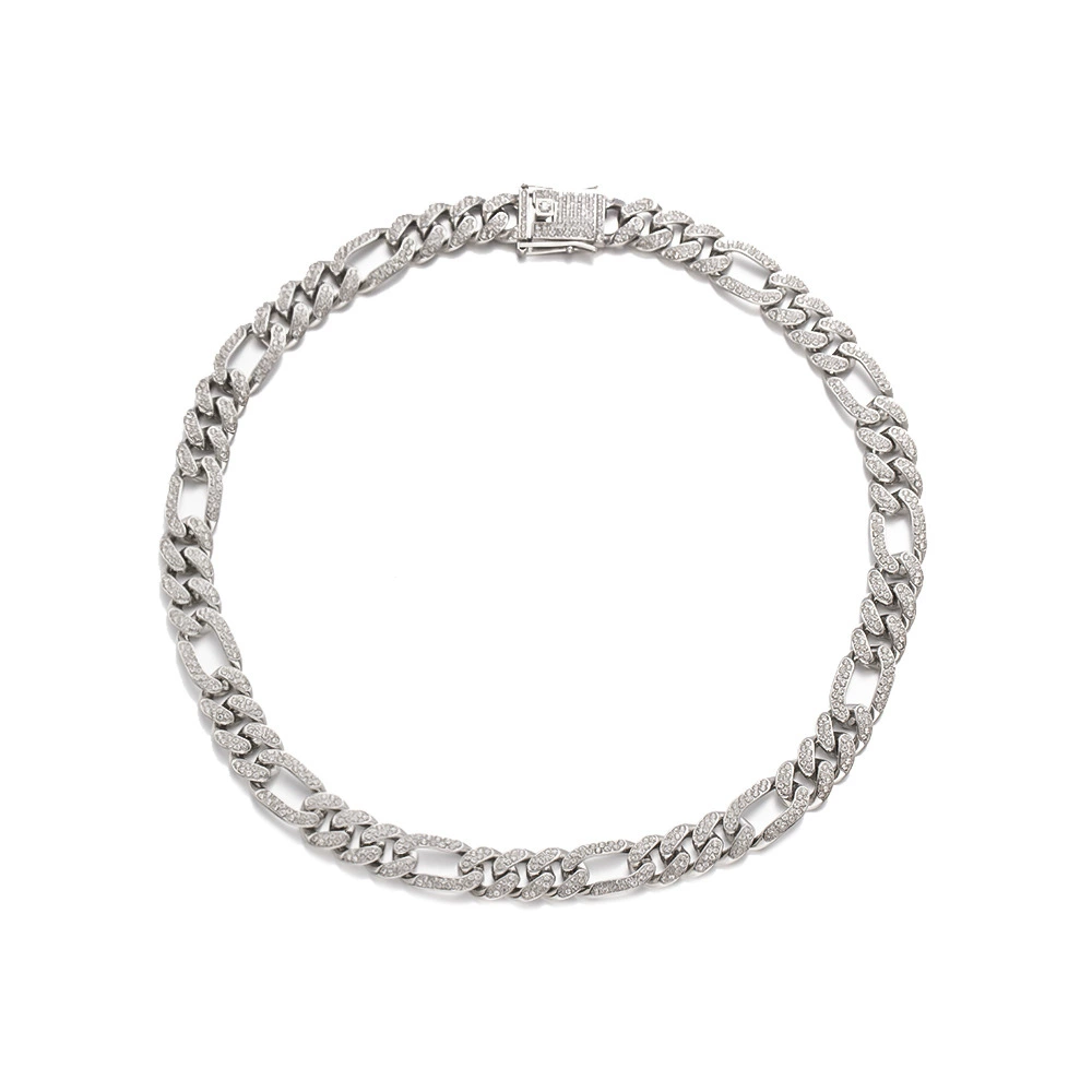 Brand necklace hip-hop style, metal accessory, diamond encrusted, European style, wholesale