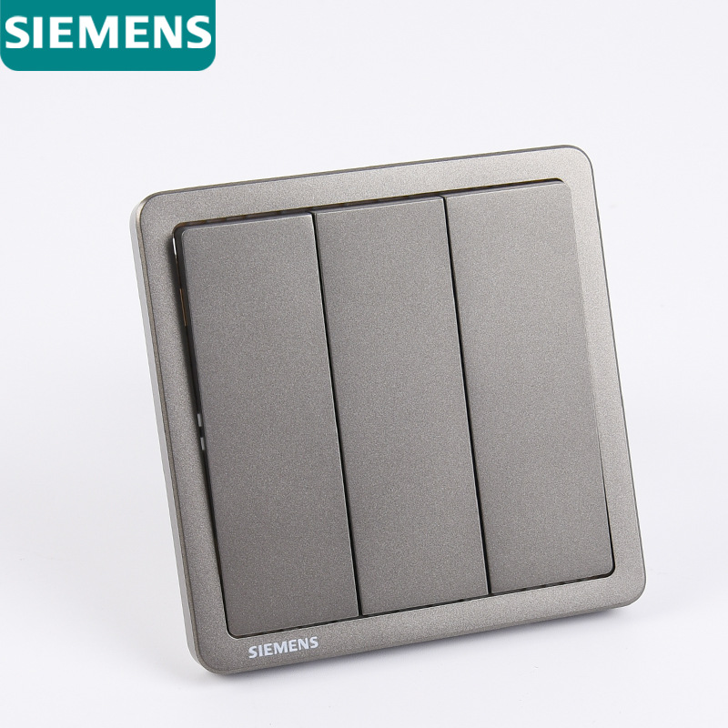 西門子致典煙金灰五孔一開單一開五孔家用86型牆壁開關插座面板