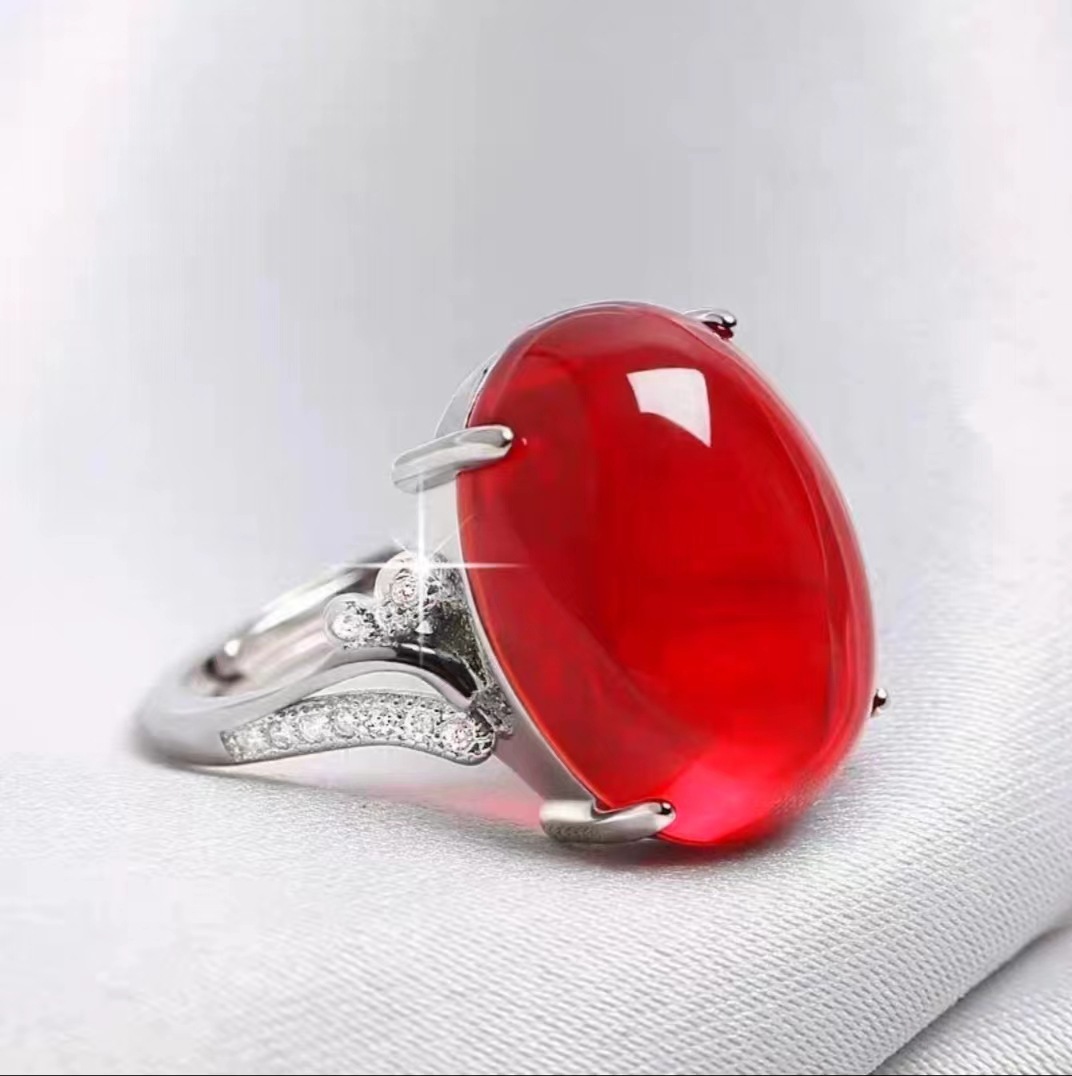 Natural Sapphire Ring Women's Adjustable Ethnic Style