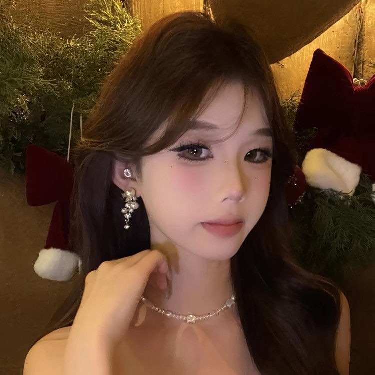 名媛气质圆脸修饰中长款仿珍珠耳钉聚会百搭精致耳饰女饰品批发|undefined