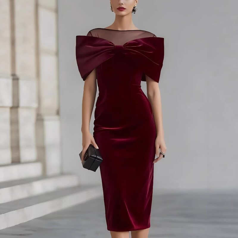 In-Stock Cross-Border New Product, Amazon Bestseller, Elegant Commuter Women's Clothing, Off-The-Shoulder Dress, Velvet Dress
