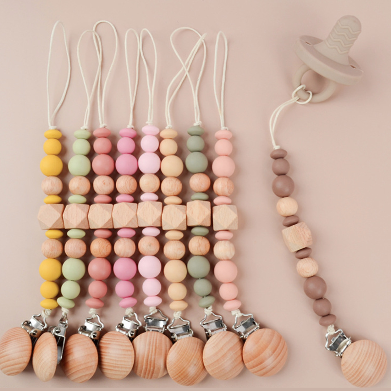 INS Wind Baby Chubby Anti-Falling Chain Octangular Cuentas Anti-Falling Chain Baby Can Bite Colgante de ganchillo