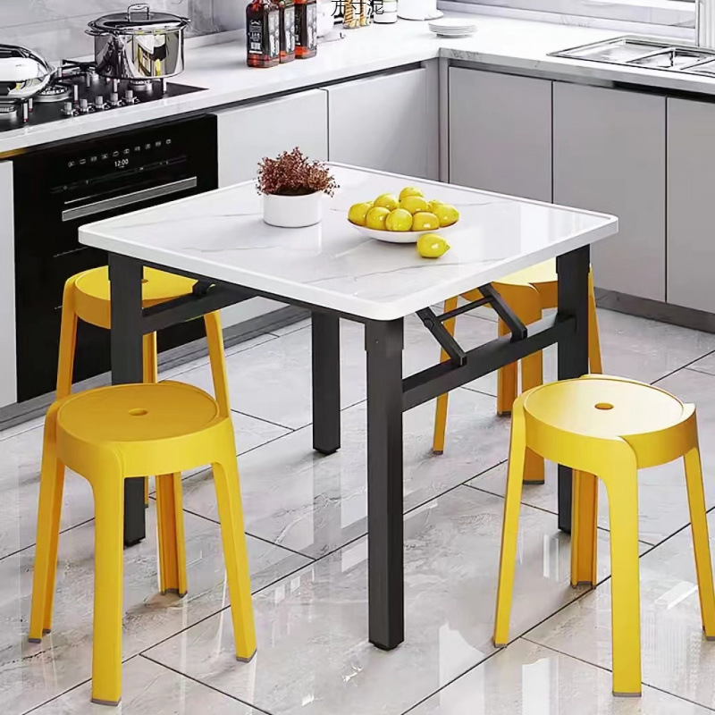 2025 New Model Artificial Board Folding Table, Household Square Dining Table, Simple Modern No-Installation Tea Ceremony Table, Portable