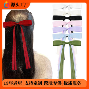 奇阅跨境丝带绑发夹蝴蝶结飘带发夹甜美可爱侧边鸭嘴夹子发饰批发-阿里巴巴