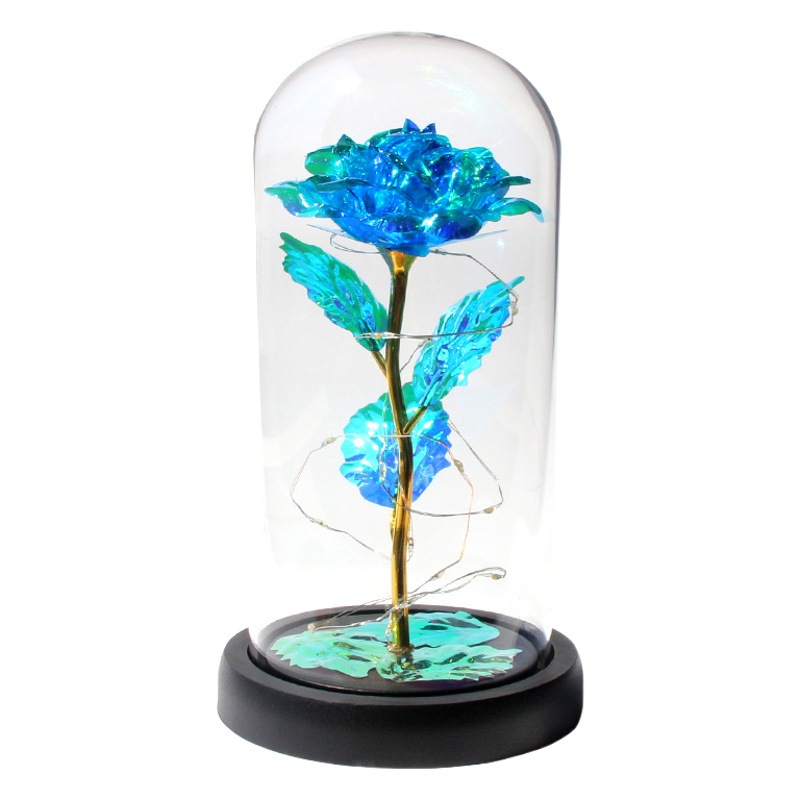 Regalo del Día de San Valentín para novia Rosa noche luz LED acrílico cubierta hoja oro flor caja regalo Navidad